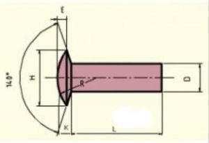 nýt 5x14 Fe-ocel čočková hlava ČSN 2315.20
