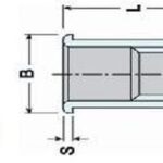 nýtovací matice OTEVŘENÁ M4x11.5 Al-hliník plochá rýhovaná hlava hladké tělo (s= 0.5-2.5 mm)
