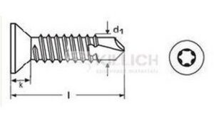 tex 6.3x32 ZINEK zápustná hlava TORX DIN 7504P TX-30